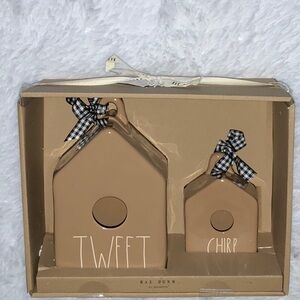 NEW in Box - Rae Dunn Tan “TWEET” & “CHIRP” Birdhouse Set